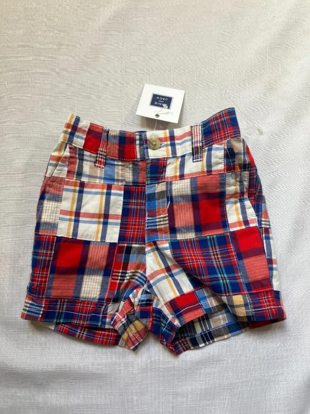 NWT Janie & Jack Set, Polo & Plaid Shorts, Size 12-18 Months, MSRP $71